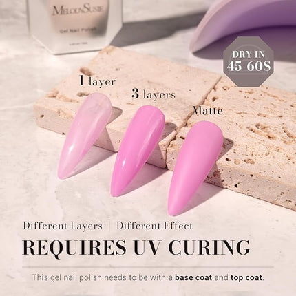 MelodySusie Light Pink Gel Nail Polish,0.5fl oz Nails Soak Off UV LED Bright Pink Gel Polish Gift for Women Nail Art Manicure Salon DIY Nail Design Decoration at Home-1646