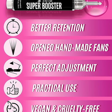 STACY LASH Super Booster for Eyelash Extensions / 0.50fl. oz. / 15ml / Eyelash Primer/Accelerated Lash Bond/Lash Extension Glue Activator/Professional Use/Lash Tech Supplies/for Low Humidity