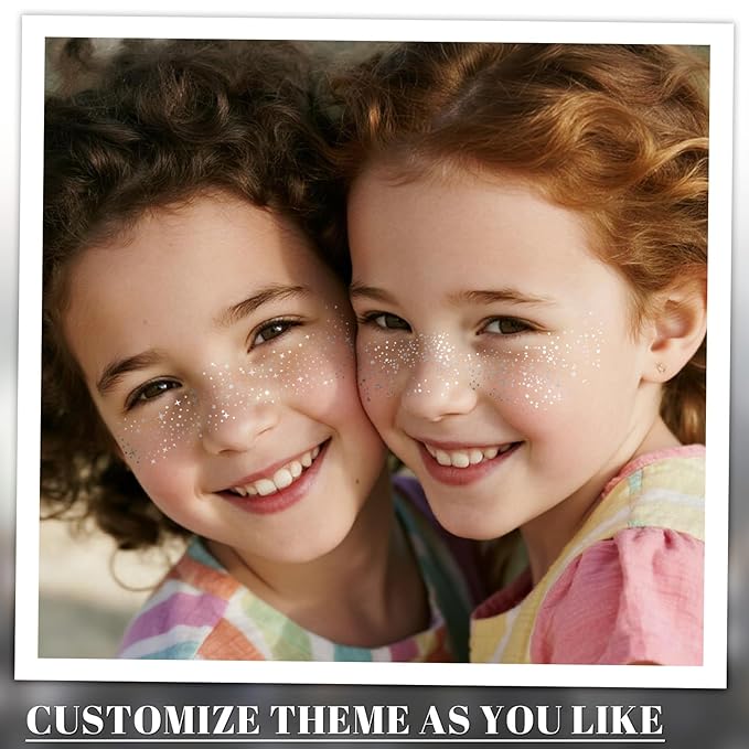 24pcs Glitter Freckles Face Tattoo - Silver Face Sparkle Freckles Temporary Tattoos for Women Girls, Waterproof & Long Lasting Freckles Makeup Patches for Party, Concerts, Daily Accessories