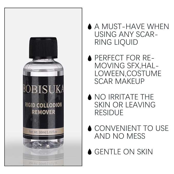 BOBISUKA Rigid Collodion Remover 30ml for Scarring Liquid Removal Professional Special Effects Halloween Scar Makeup Remover