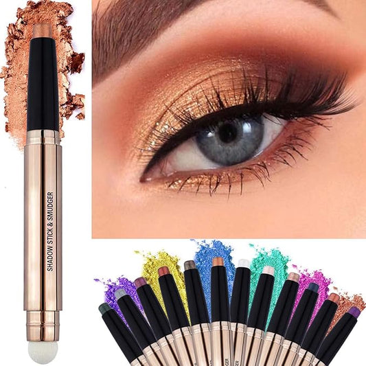 Eyeshadow Stick Smooth Cream Shadow Pencil Long Lasting Waterproof Eye Shadow Pen Highlighter Stick Makeup Hypoallergenic Multi-Dimensional Eyes Look (Champagne Shimmer #04)