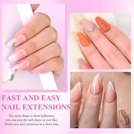 SAVILAND Nail Kit for Beginners: 500 Pcs Nail Tips Pre-Shaped Clear Short Nail Tips with 4-in-1 Nail Glue and Mini Nail Lamp Nail Extension Kit, Nail Art DIY at Home Salon Gift for Women