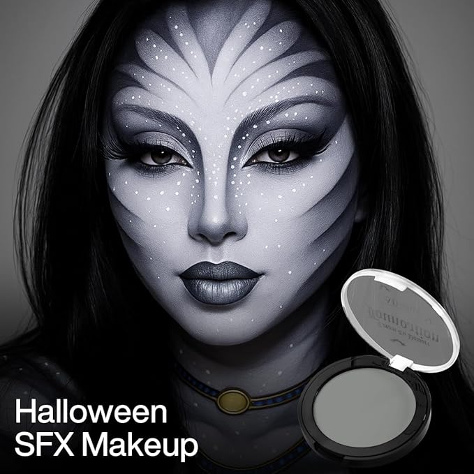 Grey Face Paint Foundation Makeup, Washable Oil Based Gothic Grey Body Paint | Waterproof Gray Contour, Non-Toxic Cream Face Painting for Halloween FX Makeup,Zombie,Corpse Bride,Clown,Cosplay,Theater
