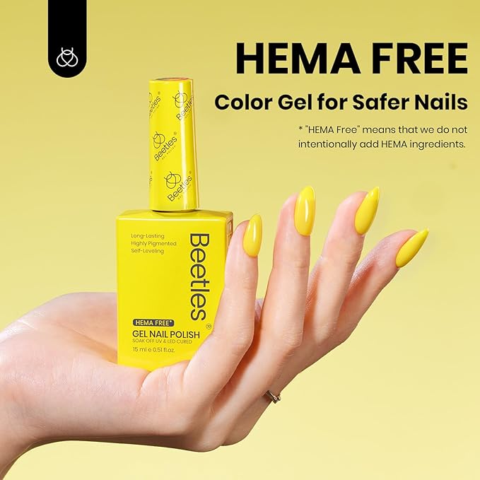 Beetles Yellow Gel Nail Polish - Sunrise Glow Bright Yellow Gel Polish, Hema Free Color Matching Bottles Glossy Finish for DIY Manicure Salon 0.5Oz