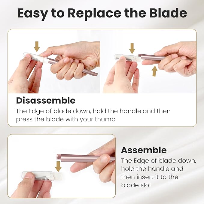 Dermaplaning Tool for Face Exfoliation, with 20 Replaceable Blades, Facial Shaver/Eyebrow Razor, Peach Fuzz Removal Eyebrow Shaper for Women, Easy to Use Dermaplaner Help Exfoliate and Smooth Skin