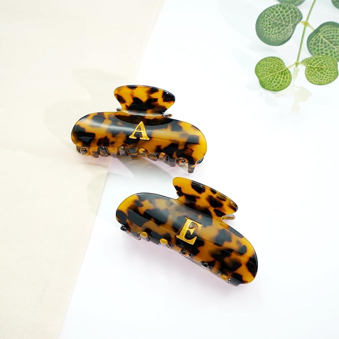 Birthday Gifts for Girls - Tortoise Shell Acrylic Letter Hair Clips, Monogram Hair Claw Alphabet Large Hair Clip, Fashion Glitter Claw Clips, Teen Girl Gifts Trendy Stuff, Letter C