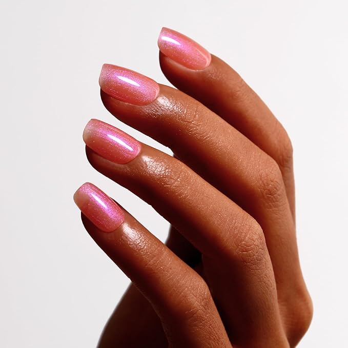 Glitter Gel, Light Coral Peach Iridescent Nail Polish - Sparkle Shimmer Glitter for Summer Rainbow Soak off LED UV Gel Art DIY Manicure 15ML