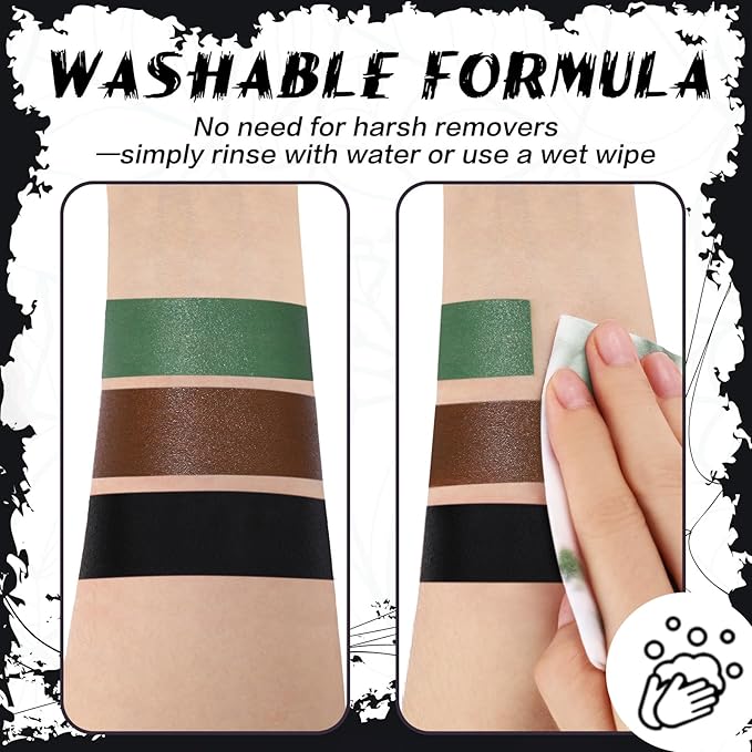 BOBISUKA Brown Face & Body Paint Stick Water-Based Washable Face Paint Makeup Stick for Halloween Skeleton, Skull, Devil, Demon, Fox, Hunting, Camo, Cosplay, SFX, Sports Eye Black & Costume Party