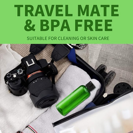 LISAPACK 3.4 oz Travel Bottles for Toiletries, Plastic Travel Size Containers for Shampoo Conditioner TSA Approved, Empty Small Squeeze for Lotion, Leak Proof Mini Liquid Tube for Refillable Green