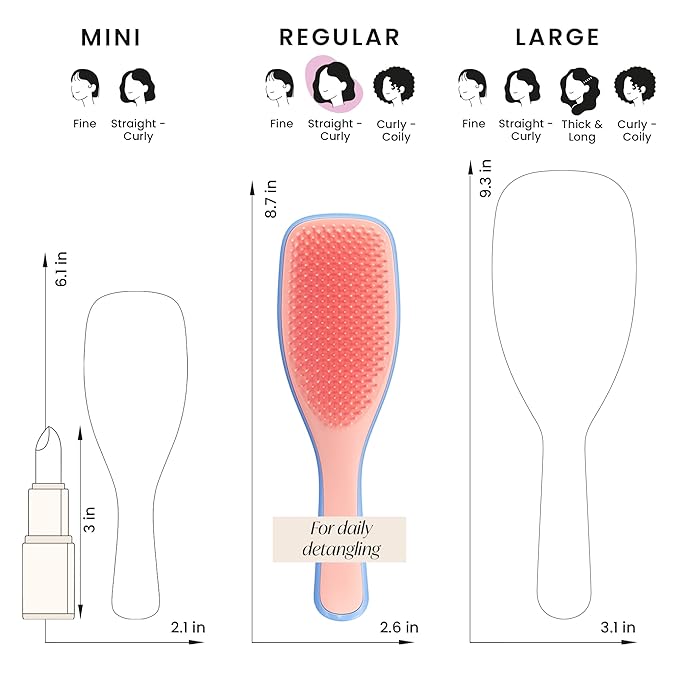 Tangle Teezer Ultimate Detangler Brush for Wet & Dry Hair, Eliminates Knots & Reduces Breakage for All Hair Types, Apricot Blaze