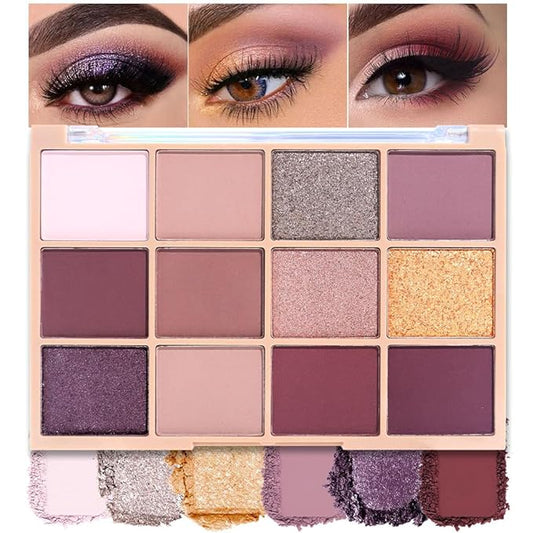 Neutral Smokey Eye Shadow Palette,Nude Mauve Rose Gold Cream Eyeshadow Palette,Make Up Pallets for Women Natural Eyeshadow for Eyes Long Lasting Naturing-Looking