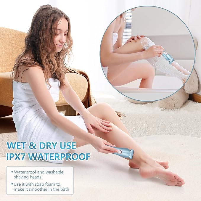 Electric Shaver for Women Electric Razor for Women Bikini Legs Underarm Public Hairs Rechargeable Trimmer with Detachable Head Cordless Wet Dry Use