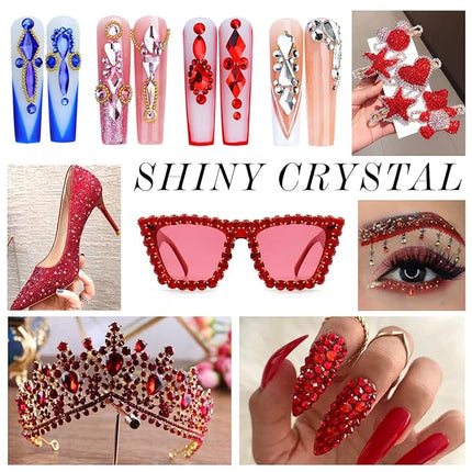 1440Pcs Ruby Red Crystal Rhinestones,Glass Flatback Rhinestones Gemstones Mini for Nail Face Makeup Art Crafts Clothes Decoration -(SS4,1.6mm,Ruby Red)