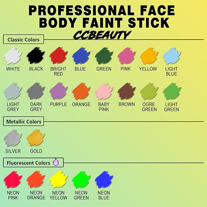 CCbeauty Light Blue Face Paint Stick, Face Painting Kit, Full Coverage SFX Makeup Foundation, Professional Body Paint for Halloween Costume Cosplay Theme Party, For Avatar, Sally Corpse Bride Makeup