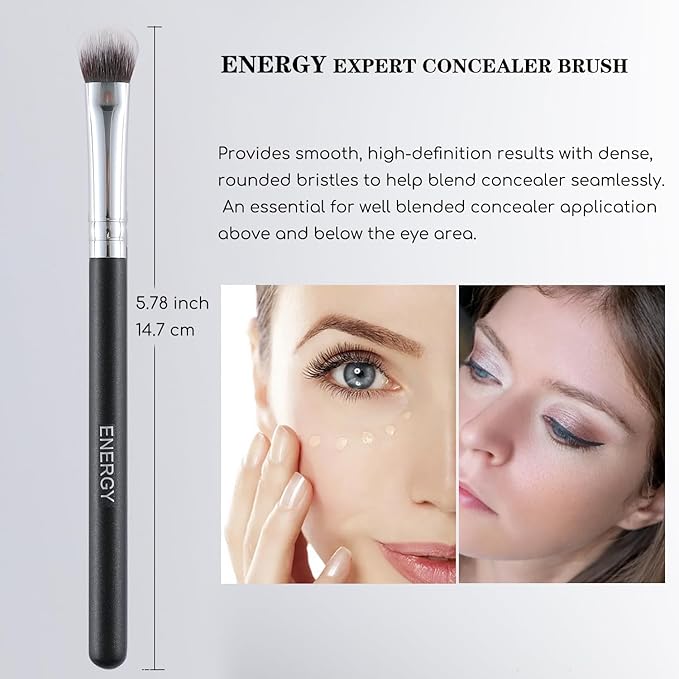 ENERGY Kitten Paw Concealer Brushes Set Under Eye Setting Powder Makeup Brushes for Liquid Cream Powder Makeup Blending Buffing Nose Contouring Small Foundation Brushes Set
