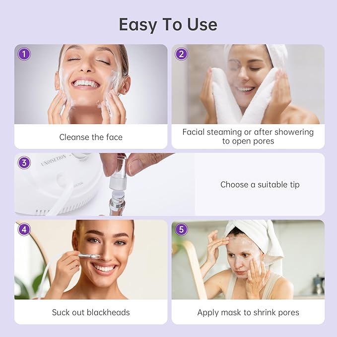 Blackhead Vacuum Removers, 2 in 1 Pro-Grade at-Home Spa Facial Vacuum Pore Cleaner for Blackheads, Whiteheads, Exfoliation, 20-80 Kpa Adjustable Suction for All Skin Types, White