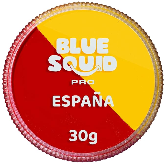 Blue Squid Face Paint Water Based Single Cake Professional Face Paint & Body Paint - Water Activated, Kids Adults Face Painting for Costume, Halloween Makeup, Cosplay - Red & Yellow Face Paint 30g