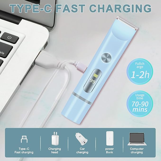 Bikini Trimmer for Women with LCD, Cordless& Painless& Waterproof Dual Head Shaver for Women Private Area& Face& Body, 2-in-1 Electric Razors, Bikini Shaver, Hair Trimmer Travel Grooming Kit