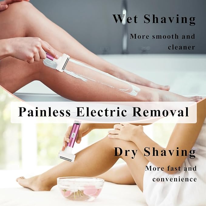 2025 Led Display Electric Razor,Beauty Women's Wet & Dry Electric Shaver, Painless 4 in 1 Painless Body Razors,Cordless 3-Blade Ladies Shaver for Legs, Arm, Underarms, Bikini (Purple)