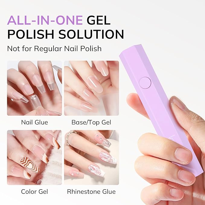 Lavinda Handheld UV Light for Gel Nails, Mini Nail Lamp, Portable Cordless Rechargeable UV Led Nail Lamp Nail Dryer for Fast Curing Gel Polish USB Flashlight for Home DIY Manicure