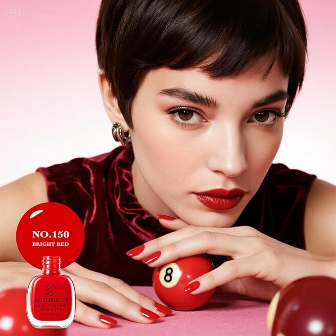 AZUREBEAUTY Red Nail Polish Burgundy Quick Dry Natural Infinite Shine Nail Lacquer Fingernail Polish Strengthening Treatment Kit Salon-Quality for Women 10ml