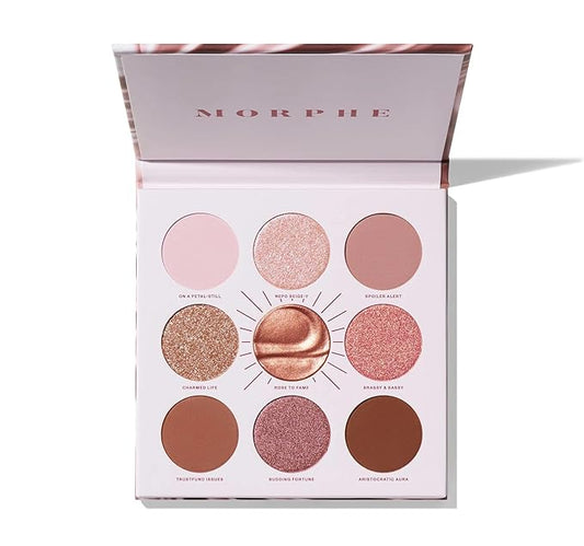 MORPHE Rich & Foiled Artistry Palette - Foil-Effect Eyeshadow Palette with Matte, Shimmer & Foil Finishes - Mauve & Pink Eyeshadow with Luminous Payoff - Rose to Fame (0.35 oz)