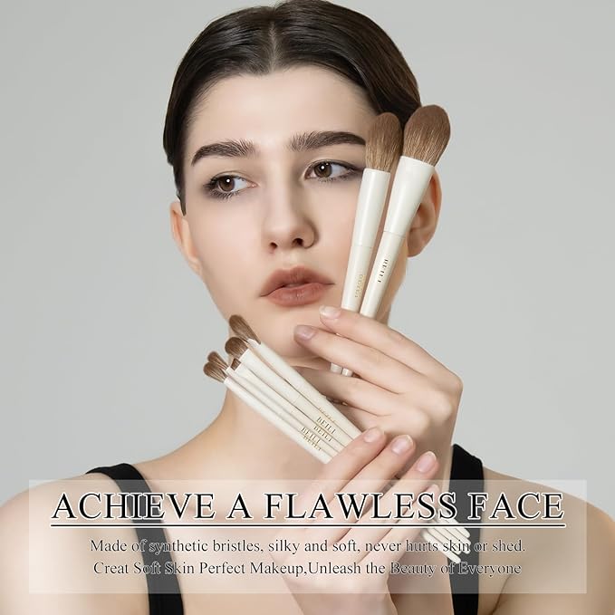 BEILI Makeup Brush Set 15Pcs Labeled Makeup Brushes Premium Synthetic Foundation Powder Contour Blush Concealers Eye Shadow Eyeliner Blending Face Brush Set