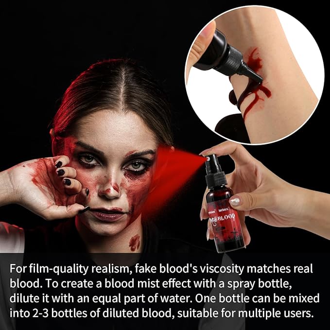 Depvision SFX Makeup Kit Halloween Makeup Set Professional Face Body Paint Special Effects Makeup Set with Fake Blood Temporary Tattoo Hair Chalk Oil Body Paint Sponges Brushes for Halloween Party