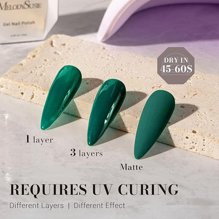 MelodySusie Dark Green Gel Nail Polish,Christmas Green Gel Polish Autumn Winter Color 348,Soak Off UV LED Nail Lamp Gift for Women Nail Art Manicure Salon DIY Nail Design at Home 0.5 Fl Oz-A2305