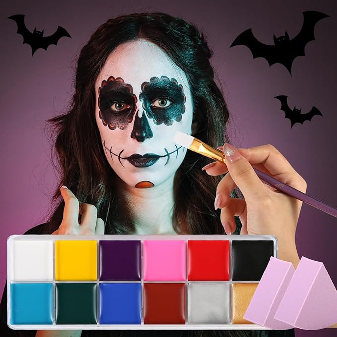 Depvision SFX Makeup Kit Halloween Makeup Set Professional Face Body Paint Special Effects Makeup Set with Fake Blood Temporary Tattoo Hair Chalk Oil Body Paint Sponges Brushes for Halloween Party