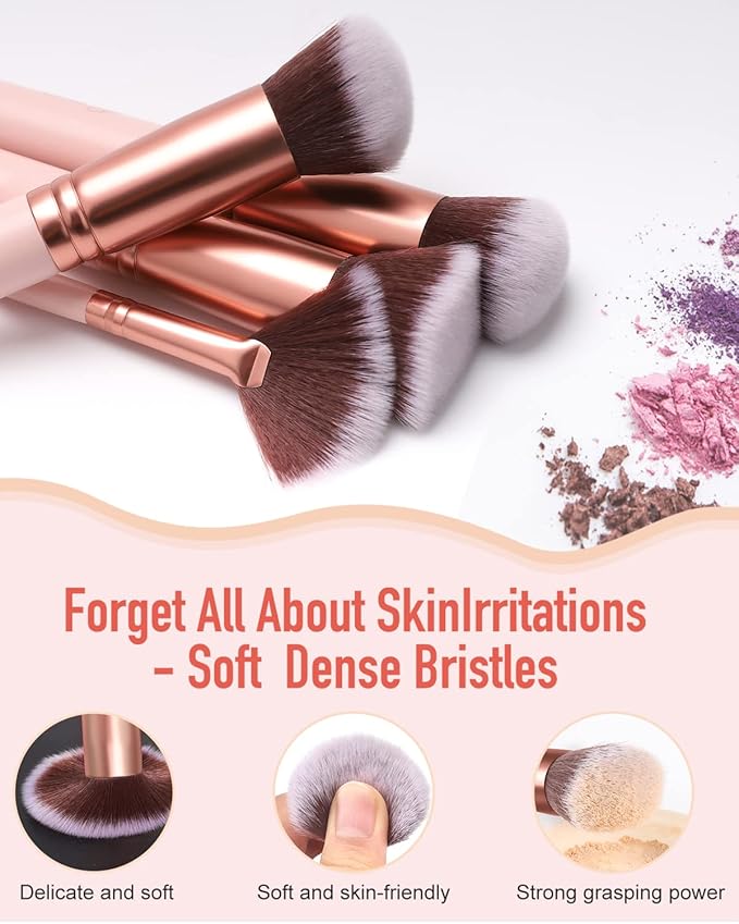 Makeup Brushes Makeup Brush Set, BESTOPE PRO Makeup Brushes Kit, 16Pcs Professional Makeup Brush Set for Eye and Face, Foundation Powder Concealers Blush Eyeshadow Brush Make UP Brushes Kit Pink