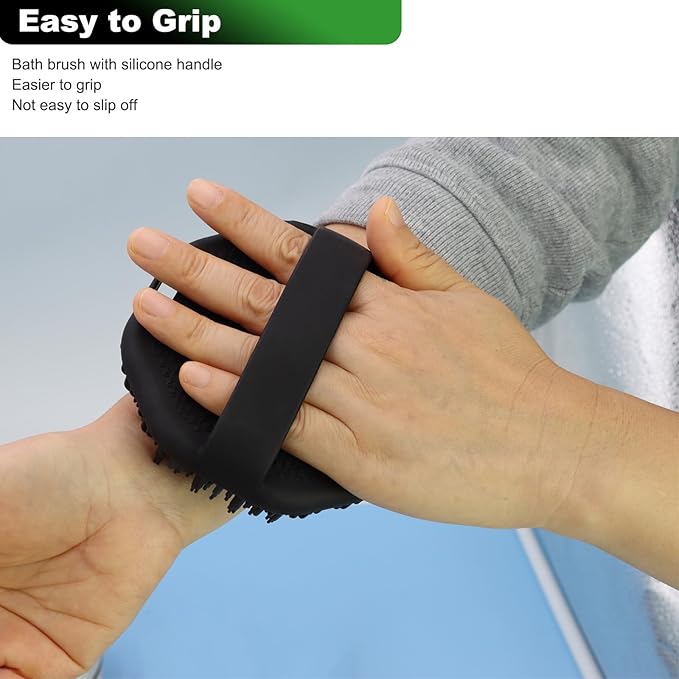 2-Pack Silicone Body Scrubber Shower Brushes,Exfoliating Body Scrubber for All Skin Type, Eco Friendly Shower Scrubber for Body, Silicone Body Brush for Showering (Black & Green)