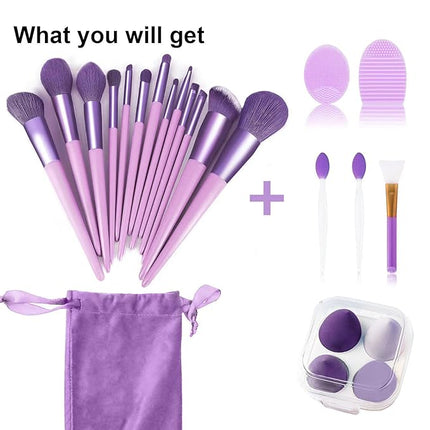 Makeup Brushes 22 Pcs Makeup Kit,Foundation Brush Eyeshadow Brush Make up Brushes Set (Purple, 22 Piece Set Large)