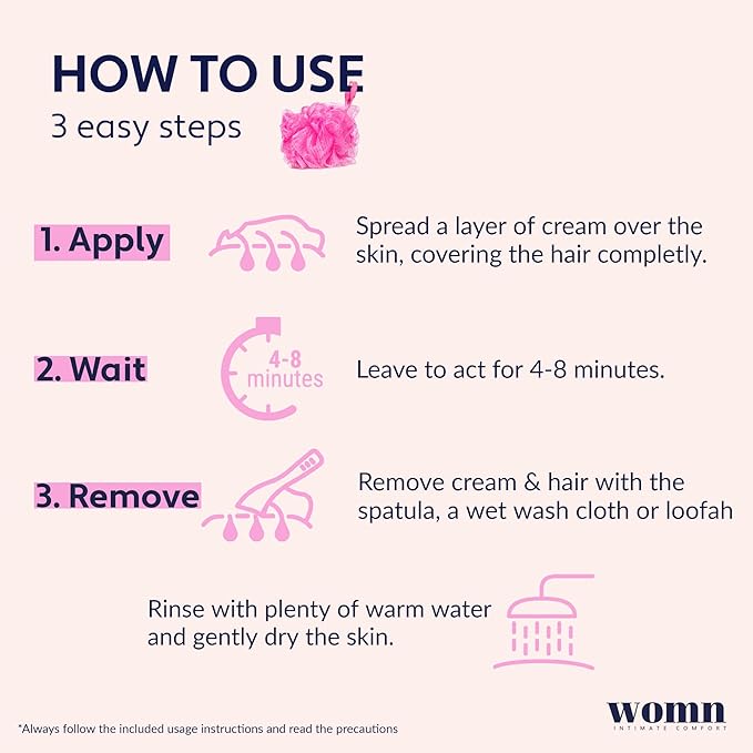 womn Intimate Comfort HAIR REMOVAL CREAM for bikini area & underarms. Smooth skin, no razor bumps or cuts. 3.3 Fl. Oz.