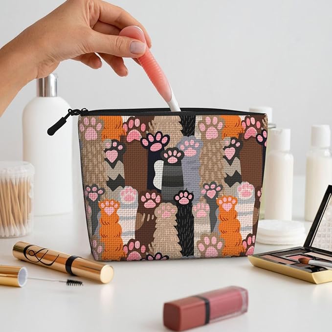 MOLAIGIN Funny Cat Paw Cosmetic Bag For Women, Travel Makeup Bag, Toiletry Zipper Bag, Large Capacity Aesthetic Cases
