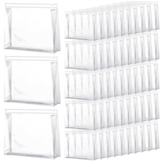 Xuniea 50 Pcs Mini Clear Makeup Bag Small Clear Zipper Pouch Travel Plastic Cosmetic Organizer Waterproof for Toiletries Swimsuit Bikini Bathing Suit(9.8'',Transparent)