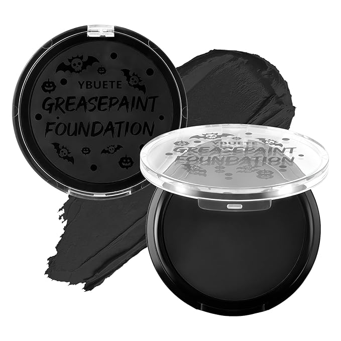 Black Cream Face Body Painting Foundation, Professional Waterproof Oil Based Black Face Paint for Halloween SFX Skeleton Joker Zombie Vampire Cosplay Makeup Adult Cosplay Costume Party