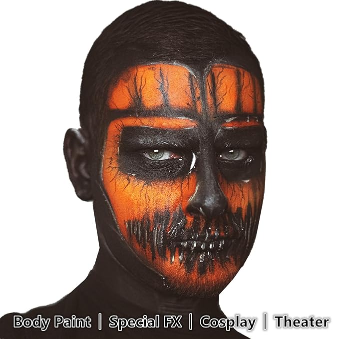 Go Ho Orange Face Paint Stick,Water Based Cream Orange Face Body Paint Washable for Halloween Cosplay SFX Tiger Pumpkin Makeup
