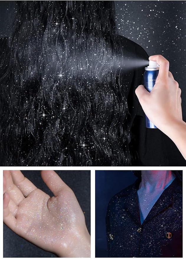 Body Glitter Spray, Perfect Music Festival Stage Sparkly Makeup and Festival Rave Glitter Spray for Hair and Body. (1 Pcs /60 ML)