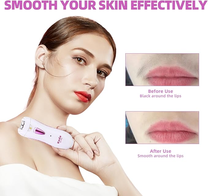 Smooth Glide Epilator for Women Face, Portable Facial Epilator for Women, Rechargeable Face Trimmer with LED Light for Facial, Armpit, Bikini and Leg