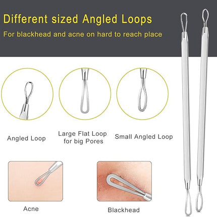 Pimple Popper Tool Kit - Boxoyx 10 Pcs Blackhead Remover Comedone Extractor Kit with Metal Case for Quick and Easy Removal of Pimples, Blackheads, Zit Removing, Forehead,Facial and Nose(Silver)