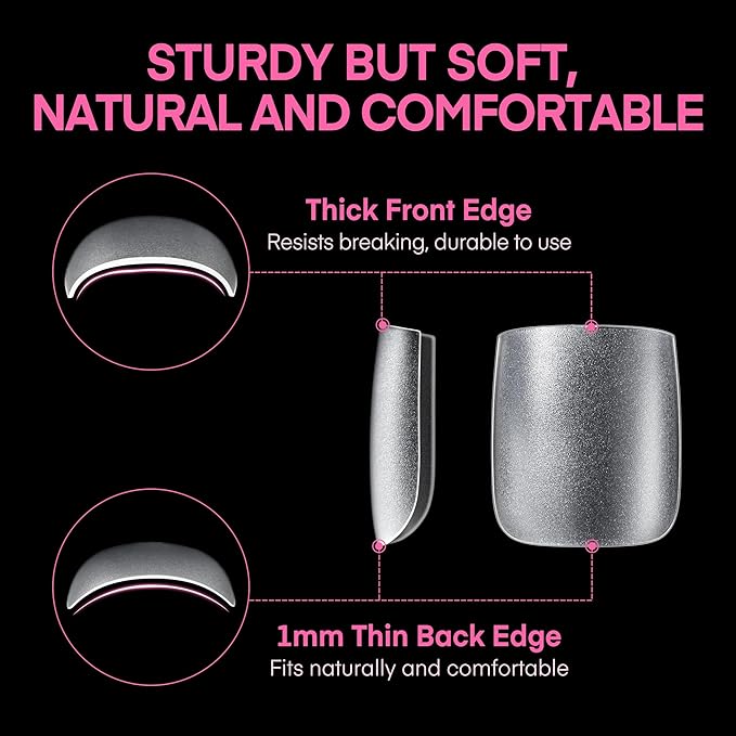 UNA GELLA Square Toe Nail Tips For Big Toe, 504Pcs 15Sizes Soft Gel Full Cover Toe Nail Tip Pre-buff Fake Acrylic Toe Nail Press Ons Soak Off Pedicure For Nail Extensions Home DIY Nail Salon