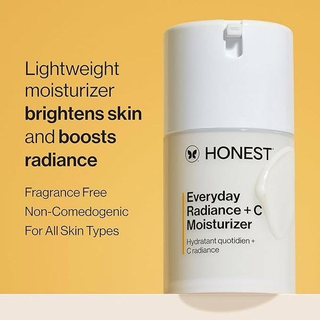 Honest Beauty Everyday Radiance Vitamin C Lightweight Moisturizer, Brightens Improves Skin Tone, Gentle for Sensitive Skin, Fragrance-Free, Vegan, 1.7 fl oz
