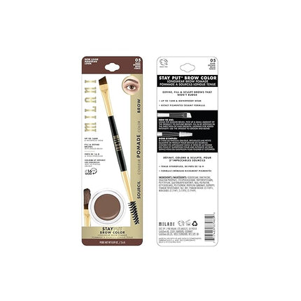 Milani Stay Put Brow Color - Dark Brown (0.09 Ounce) Vegan, Cruelty-Free Eyebrow Color that Fills and Shapes Brows‚Ķ