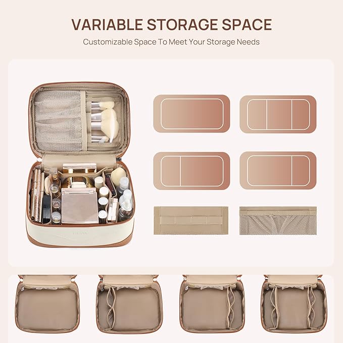 Telena Large Makeup Bag, Travel Toiletry Bag for Women, Vegan Leather Makeup Organizer Case Cosmetic Bag for Travel Essentials