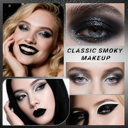 K'APEINE 16 Color Smokey Eyeshadow Palette, Black Eyeshadow Palette Goth Eye Shadow Matte Velvet & Metallic Shimmer Cool Smoky Dark Shades for Goth Makeup No Fading, Long Lasting Waterproof