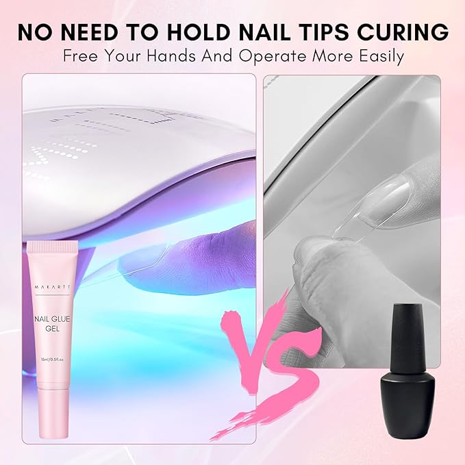 Makartt Gel Nail Glue: Solid Nail Glue for Press On Nails, 15ML 3D Gel UV Lamp Needed, Multifunctional Nails Tools Strong Adhesive Rhinestone Glues Gels for Charms & Gems, Ideal for DIY Home Salon Use
