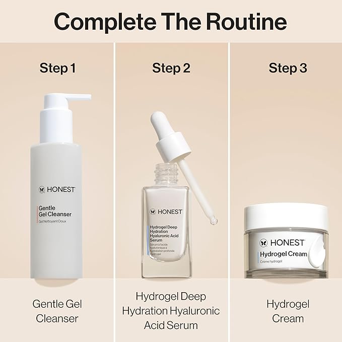 Honest Beauty Hydrogel Deep Hydration Hyaluronic Acid Serum | Moisturizes + Plumps | Hypoallergenic, Fragrance Free, Vegan, Gentle for Sensitive Skin | 1 fl oz