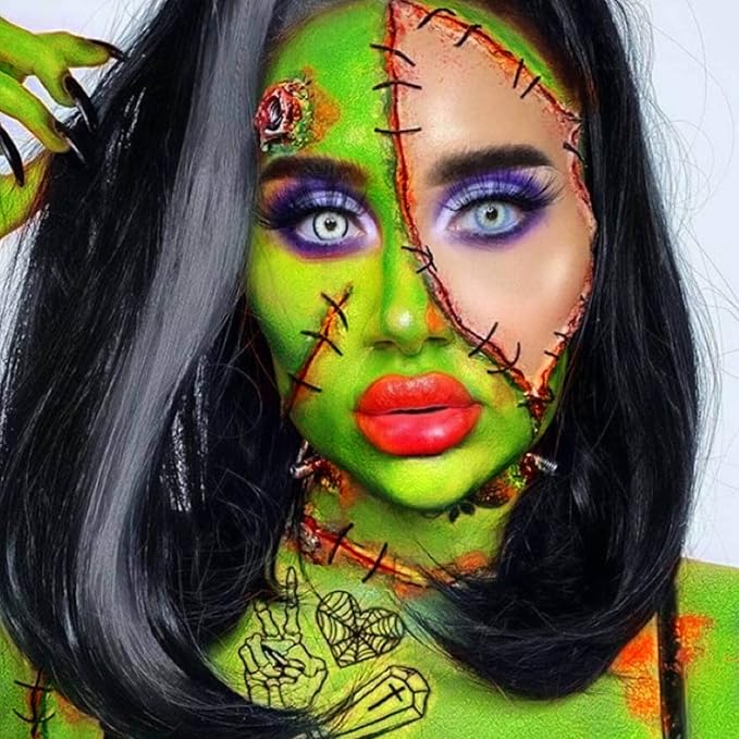 MEICOLY Light Green Face Body Paint(2.37Oz),Lime Light Green Face Paint for Camouflage Hunting Hulk Gamora,Halloween SFX Witch Makeup,St Patrick's Day Face Paint Makeup Accessories