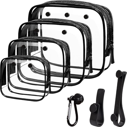 4 Pack Clear Bogg Beach Makup Bag Accessories with 3 Pack Insert Hooks for Bogg Bags, Clear Bogg Makeup Pouches Phone Holder for Bogg Bags Divider Storage Inner Compatible Pouch Travel Cosmetic Bag